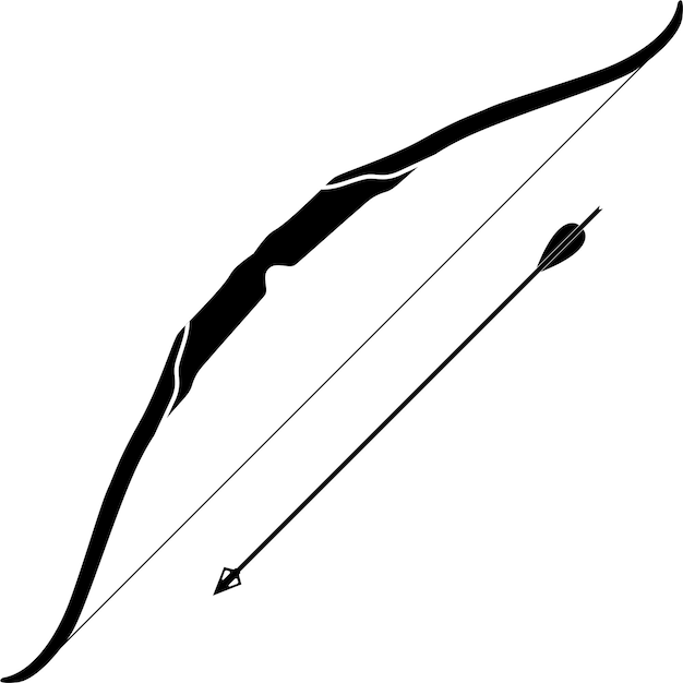 フラット スタイルのベクトル図に矢印分離アイコンと伝統的な狩猟木製弓