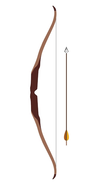 ベクトル フラット スタイルのベクトル図に矢印分離アイコンと伝統的な狩猟木製弓
