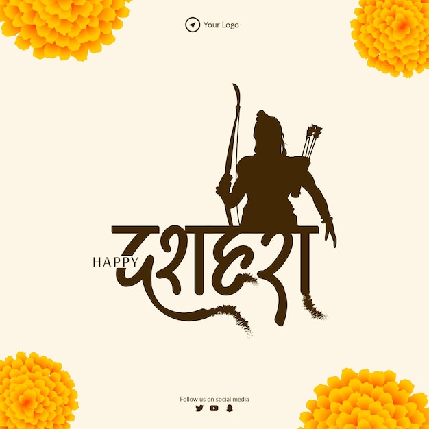 Vector traditional indian festival happy dussehra banner design template