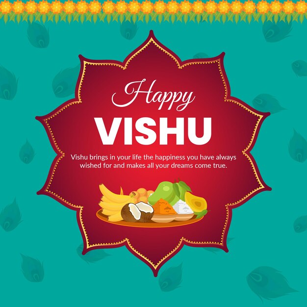 Traditional Indian Kerala Festival Happy Vishu banner design template