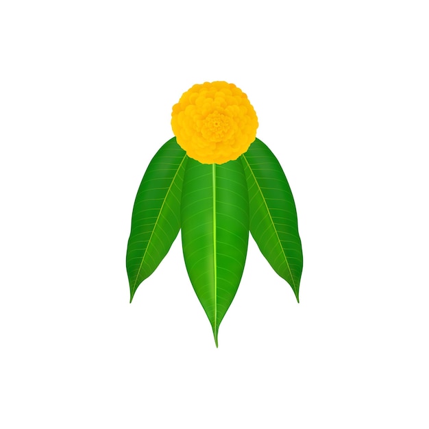 Premium Vector | Traditional indian marigold flower garland with mango  leaves decoration for indian hindu holidays o