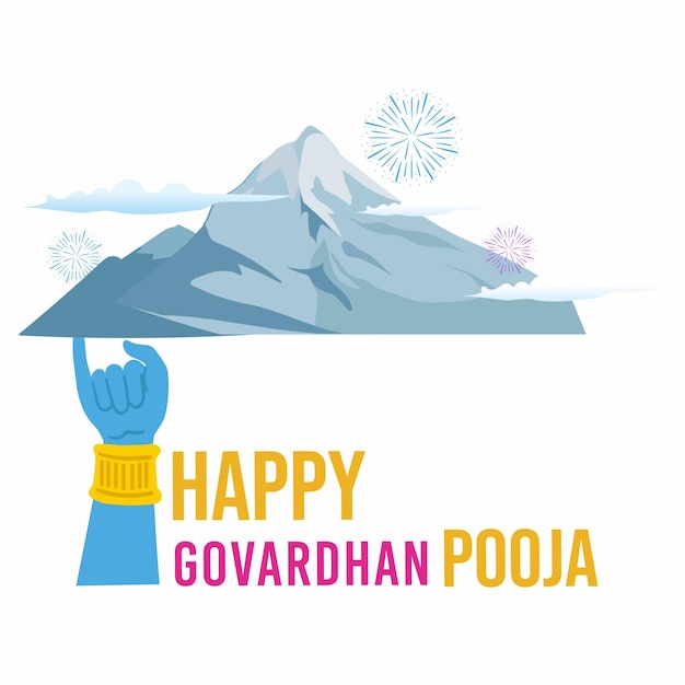 Traditional Indian religious festival, happy Govardhan puja banner, post design template.