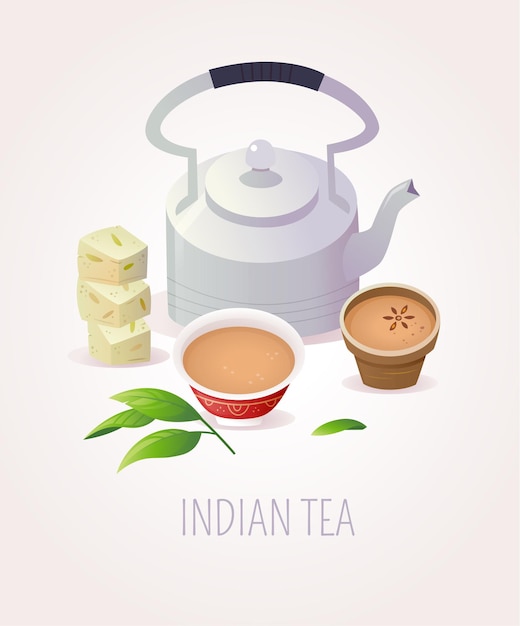 伝統的なインド茶のサービング