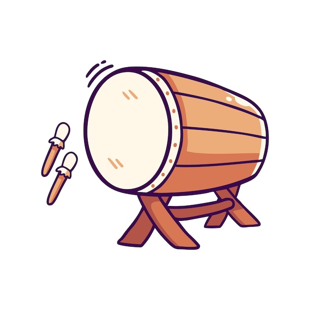 traditional indonesian bedug drum complete with mallets vector illustration