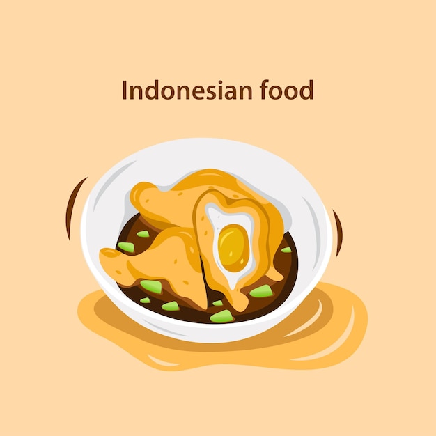 伝統的なインドネシア料理ペンペックの卵と酢のベクトル