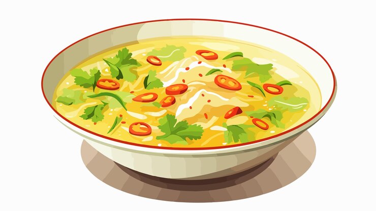 Vector traditional indonesian soto sabrang soup with rich spices and fresh ingredients