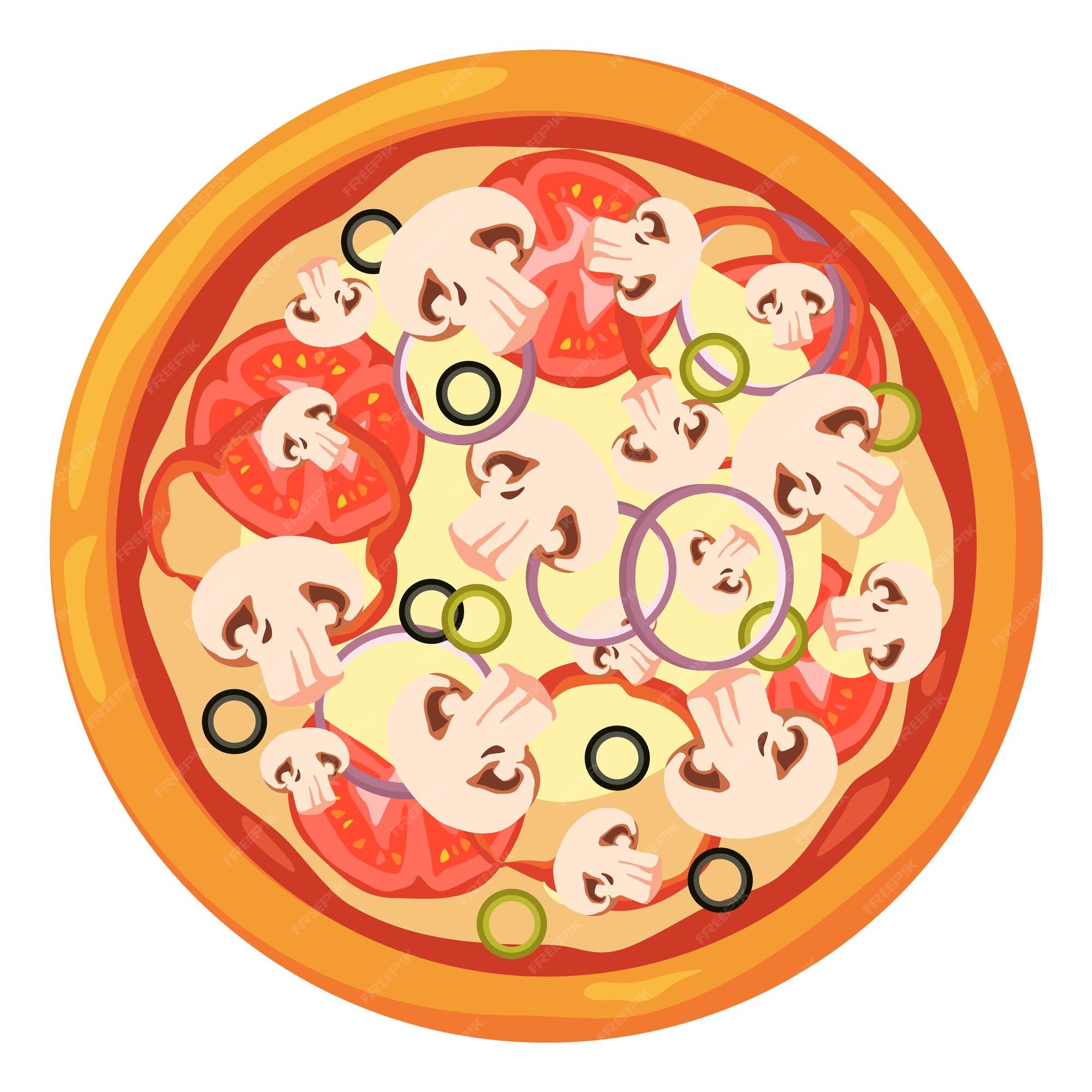 Premium Vector | Traditional italian pizza pie with mushrooms cartoon icon