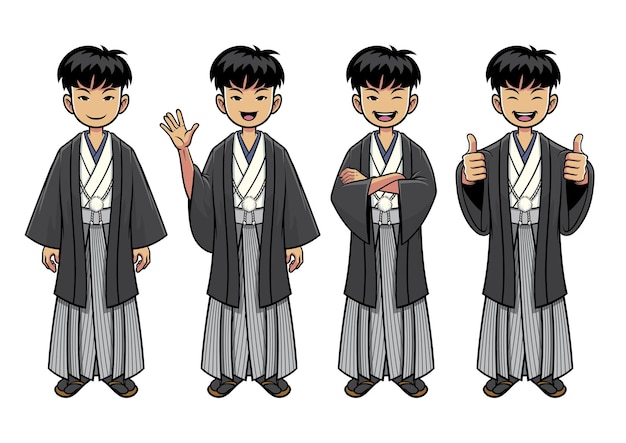 전통적인 일본 남자 캐릭터 세트