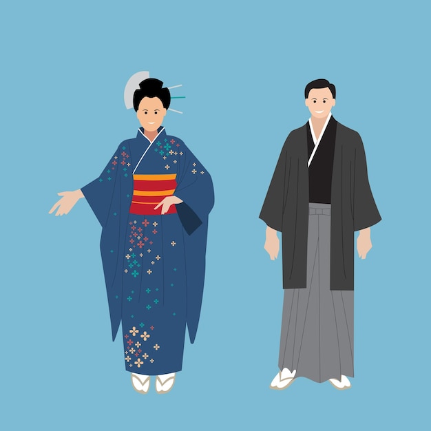 Vector traditional japanese clothes vector illustration