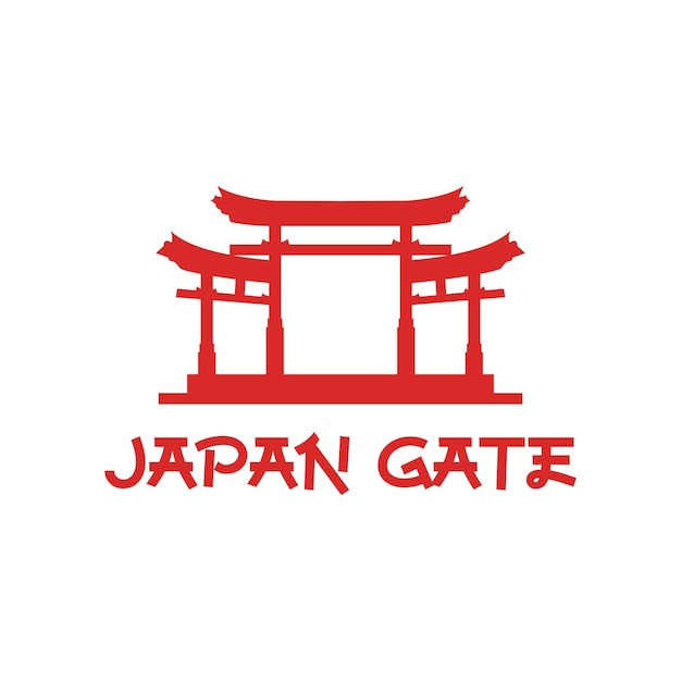 Traditional japanese gate, japan historical landmark logo design vector