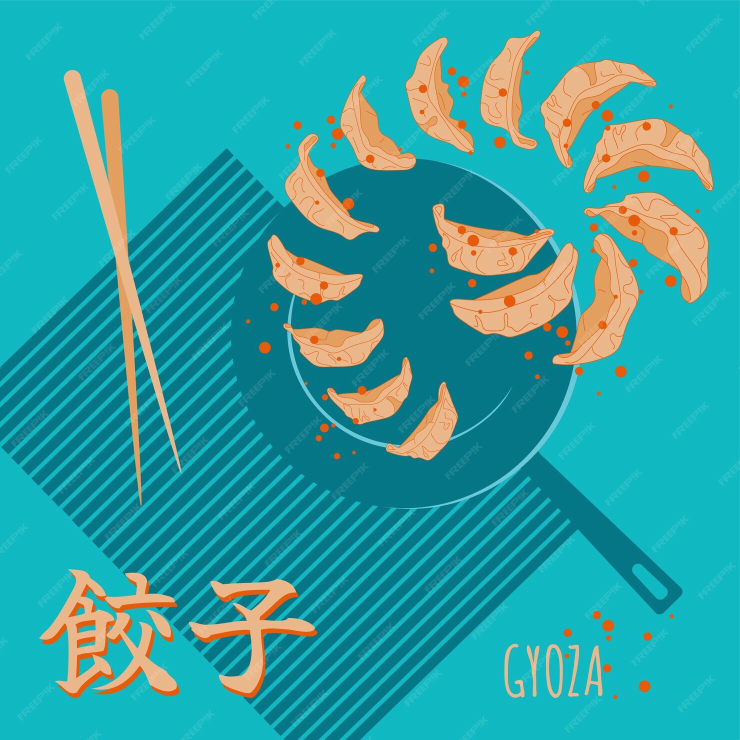 Premium Vector Traditional Japanese Gyoza Dumplings Poster premium-vector-traditional-japanese-gyoza-dumplings-poster