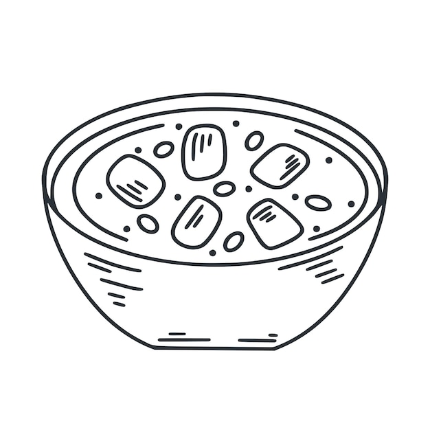 Традиционный японский суп мисо простая иллюстрация каракули азиатская еда