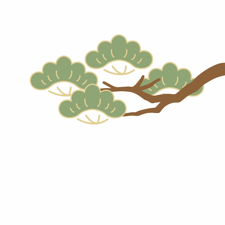 Vector traditional japanese vintage pine leaves