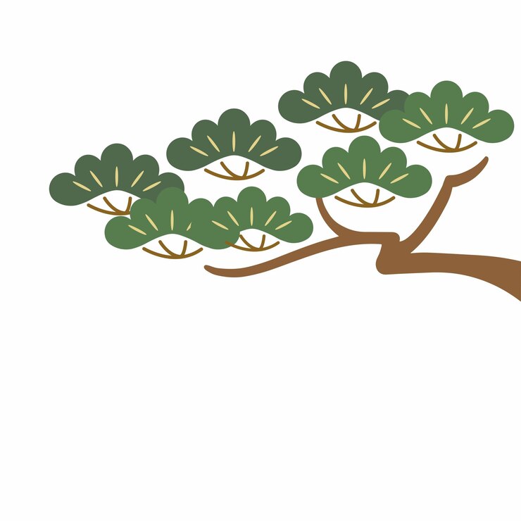 Vector traditional japanese vintage pine leaves
