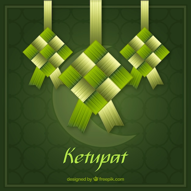 Traditional ketupat composition with flat design