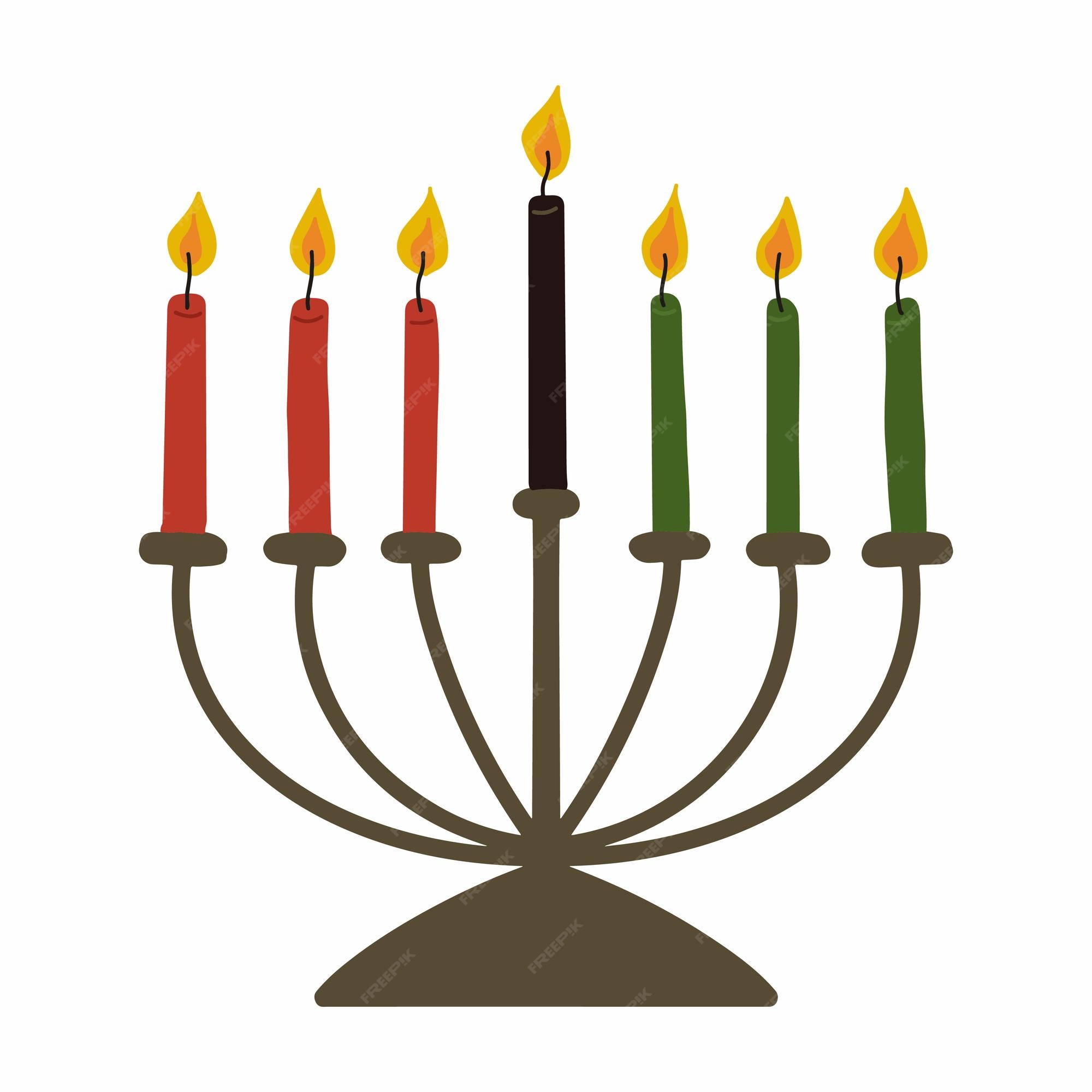 Premium Vector | Traditional kinara kwanzaa seven candles simple hand drawn  candles clip art for kwanzaa celebration