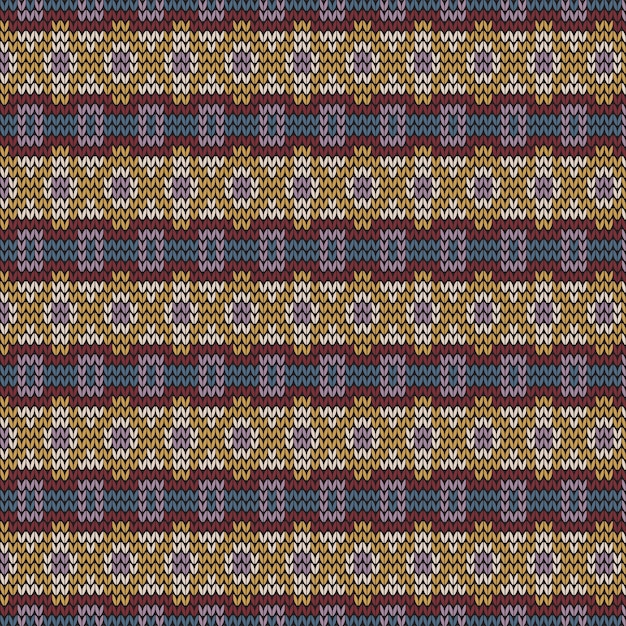 Vector traditional knitted fabric seamless pattern background in brown classic tribal style