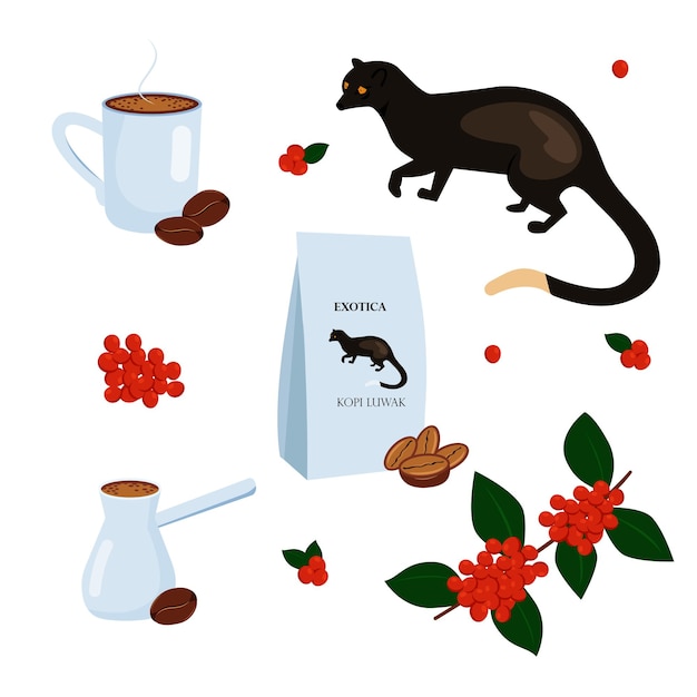 Vector traditional kopi luwak coffee luwak coffee logo vector for your brand labelcafe or shop