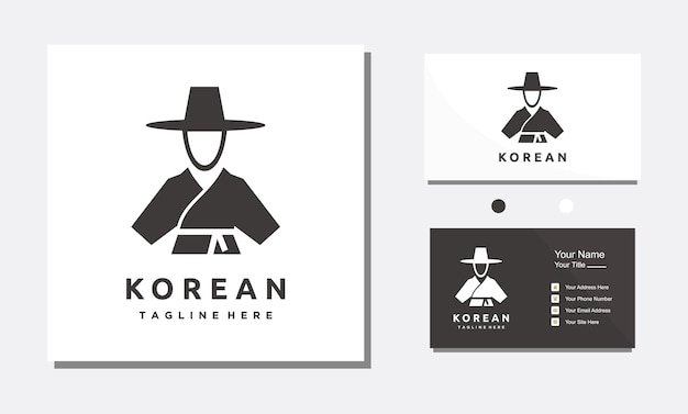 Traditional korean dress hat minimalist logo design isolated on white background South Korea symbol