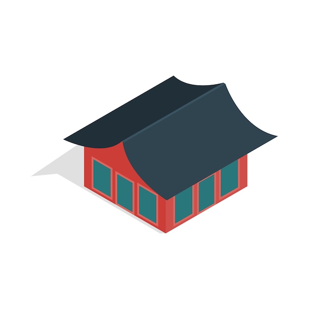 Traditional korean house icon in isometric 3d style isolated on white background