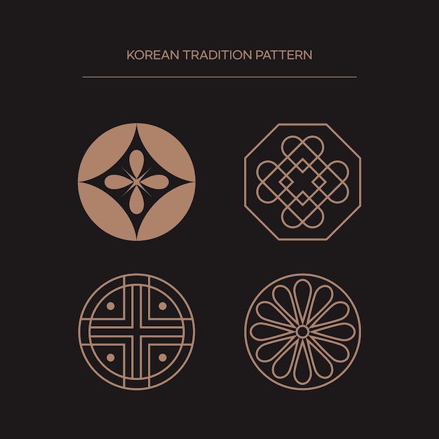 Vector traditional korean patterns set