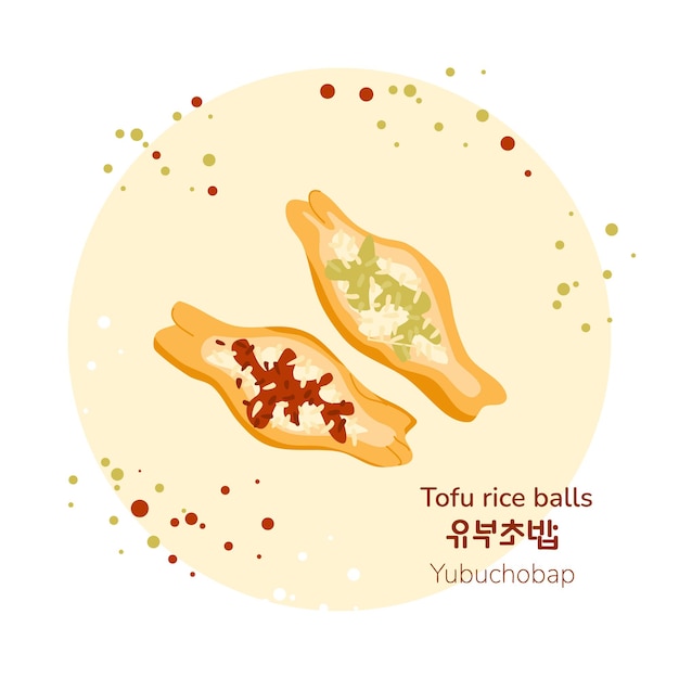 Traditional korean street food poster Korean yubuchobap Translation from korean tofu rice balls