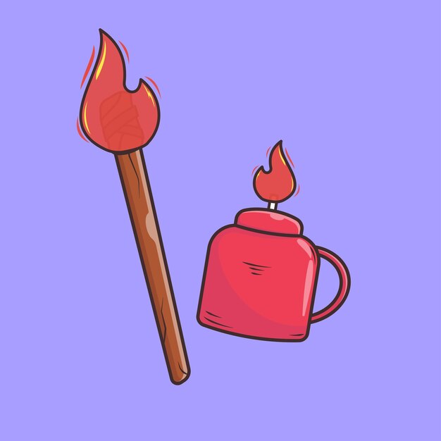 Traditional lamp torch for ramdhan vector illustration icon flat