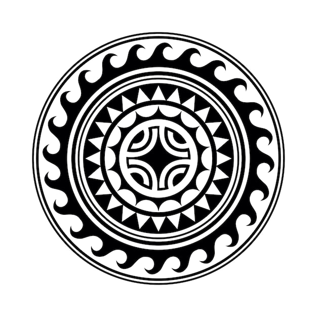 Traditional Maori round tattoo design Editable vector illustration Ethnic circle ornament African