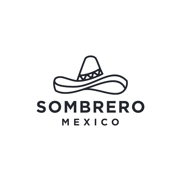 Vector traditional mexican sombrero hat outline vector icon logo thin line black mexico hat icon