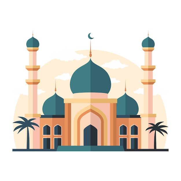 Vector traditional mosque in flat design style isolated on white background