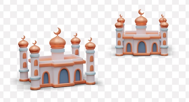 Вектор Традиционная мечеть в другом положении с золотыми и оранжевыми элементами