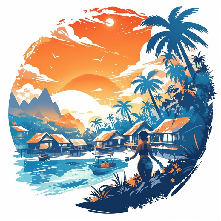 Vector traditional motifs of koh mook thailand