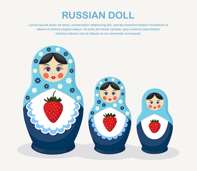 Vector traditional nesting doll. simple colorful matryoshkas of different sizes