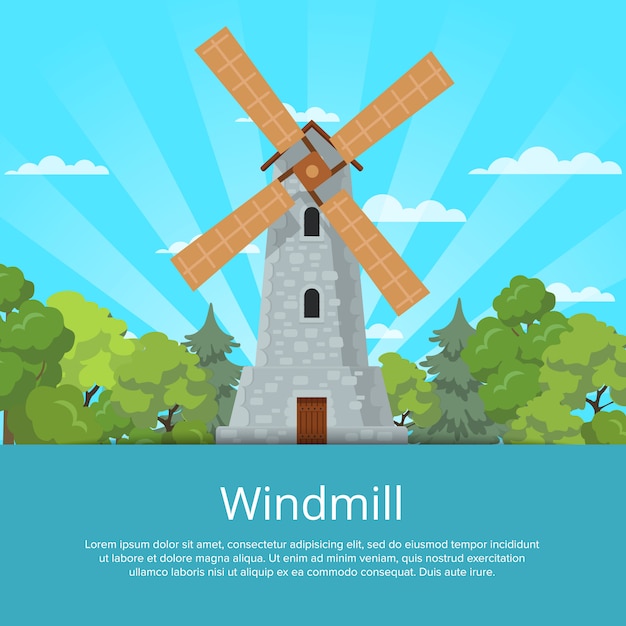 Traditional old windmill on nature background