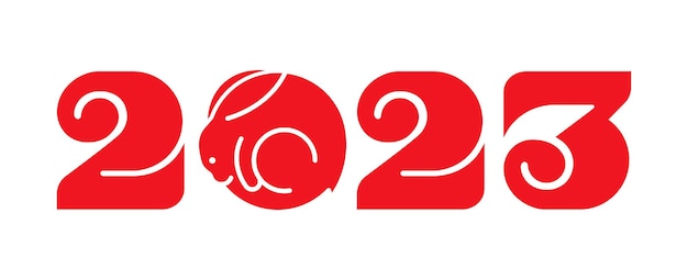 원 모양의 전통적인 동양 아시아 스타일 2023 숫자와 토끼
