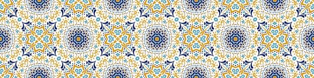Piastrelle di colore decorativo portoghese ornato tradizionale azulejos abstract background vector hand draw