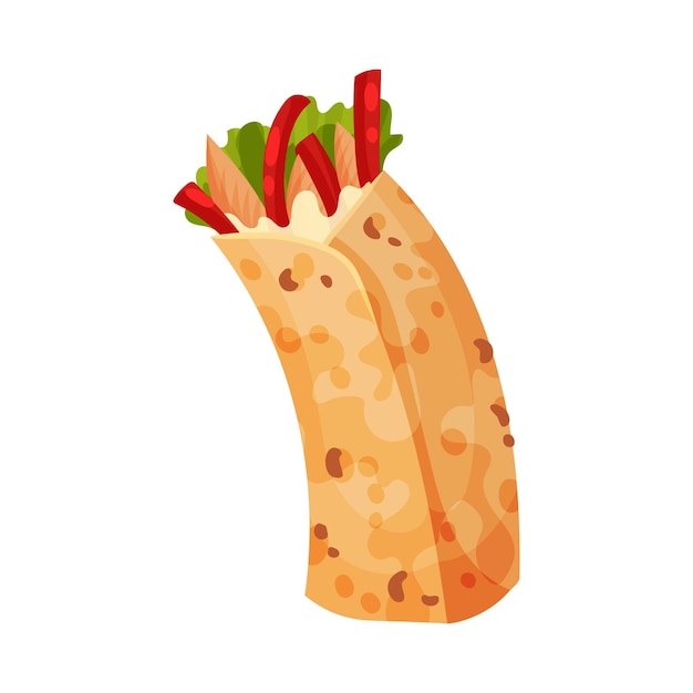 Vettore tradizionale quesadilla snack vector illustration vari ingredienti avvolti in crumpet multigrain starters messicani ripieni di carne e verdure