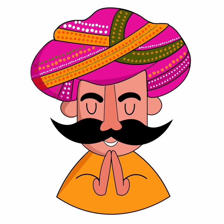 वेक्टर a traditional rajasthani man with a moustache
