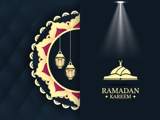 Traditional Ramadan Kareem stylish greetings card design with sparkling illustration