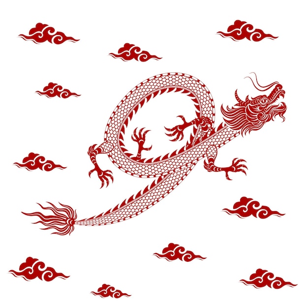 Traditional red chinese dragon