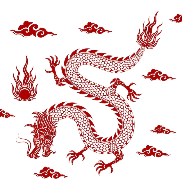 Traditional red Chinese Dragon