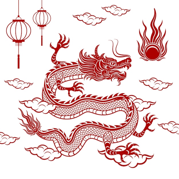 Vector traditional red chinese dragon