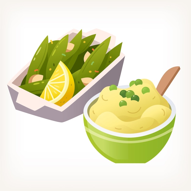 Traditional side dishes for thanksgiving dinner isolated vector illustration