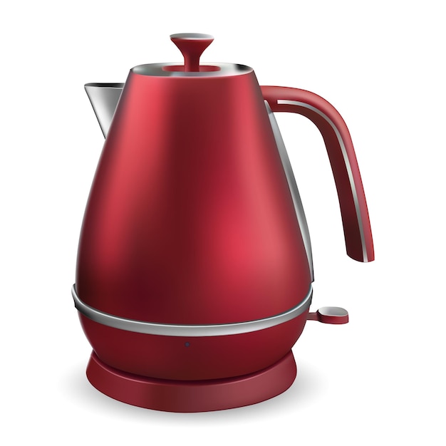 Traditional stainless steel stovetop kettle isolated on white background. Vector illustration