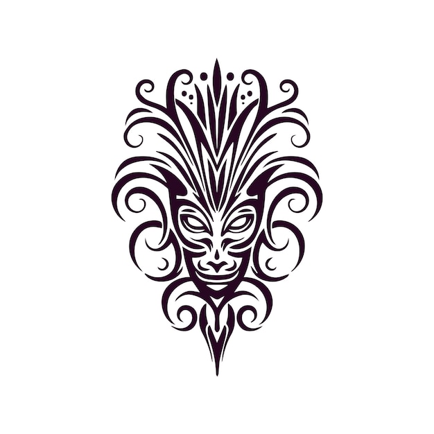 Традиционный племенный татуировочный мотив лица традиционный этнический вектор татуировки