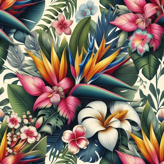 Vector traditional tropical prints pattern illustration