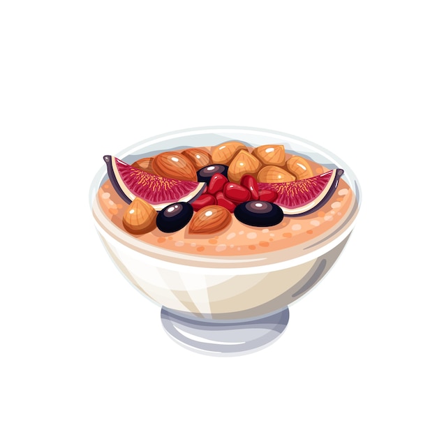 Traditional Turkish dessert ashure, Noah's Pudding vector illustration.