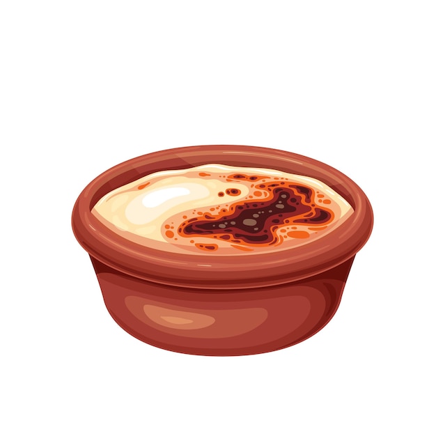 Traditional turkish dessert syutlach, milk rice pudding baked in the oven vector illustration.