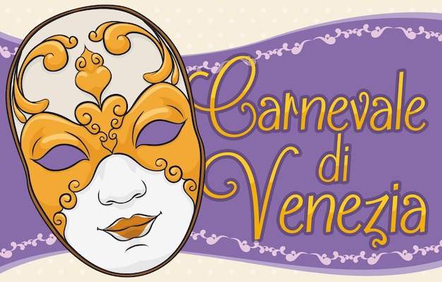 Vector traditional volto mask for ladies to celebrate venice carnival