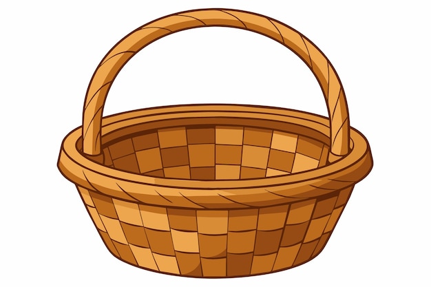 Vector traditional willow wicker basket with handle empty closeup realistic